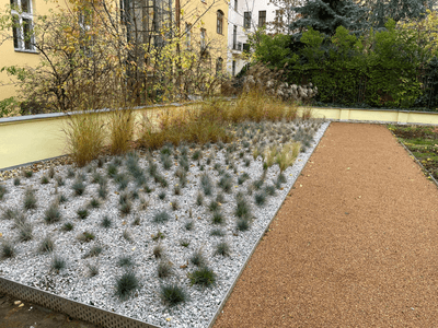 Showcase of green roof realization in Sázavská